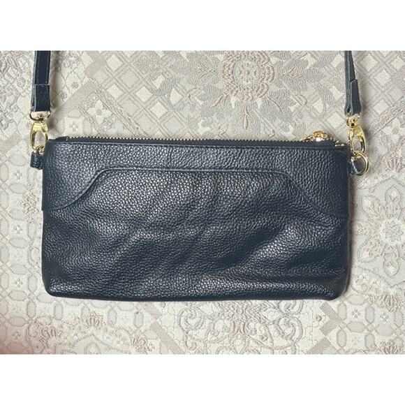 Tory Burch Shoulder Bag Clutch Black Leather EUC Crossbody Interior Wallet - Picture 3 of 5